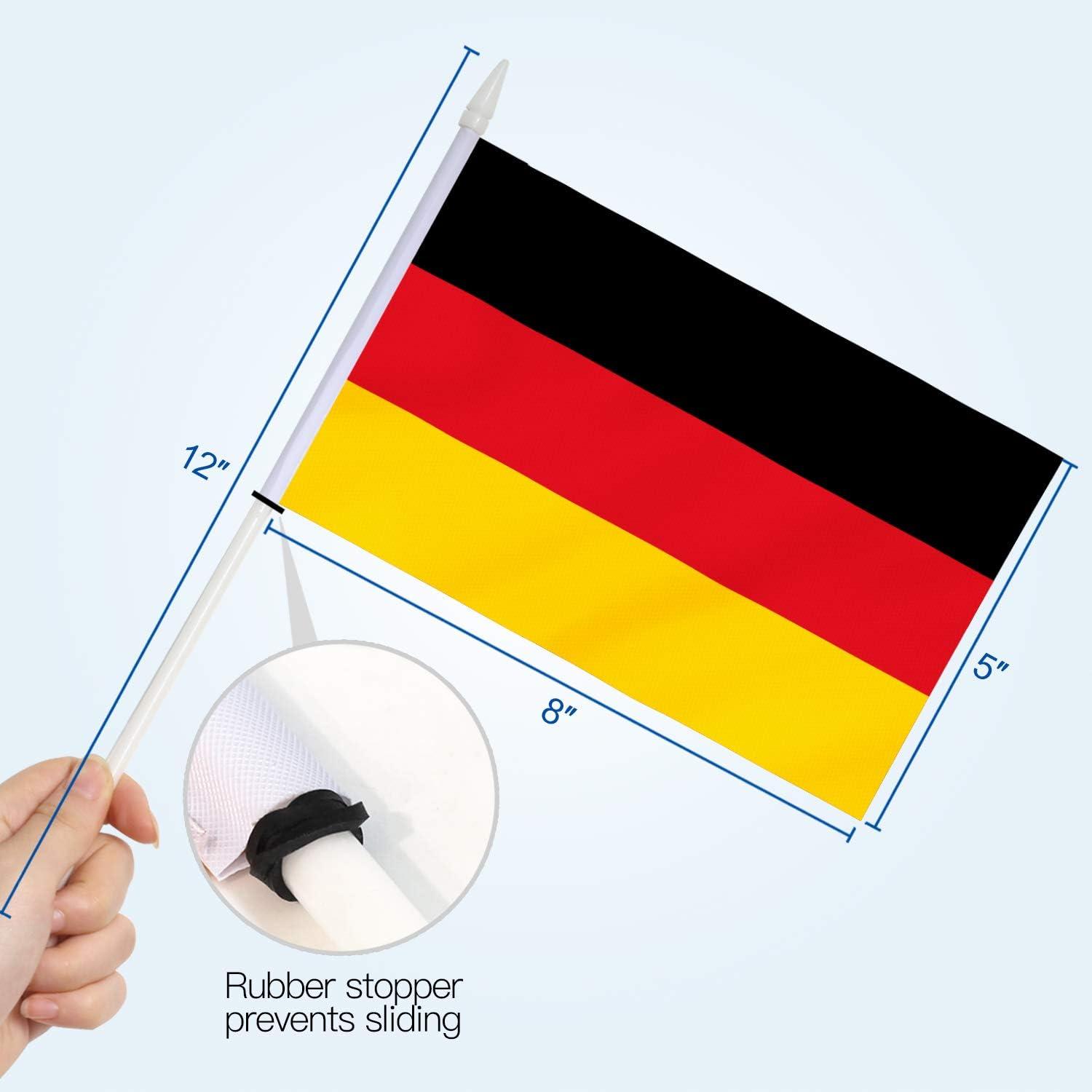 Anley Germany Mini Flag 12 Pack - Hand Held Small Miniature German Flags on Stick