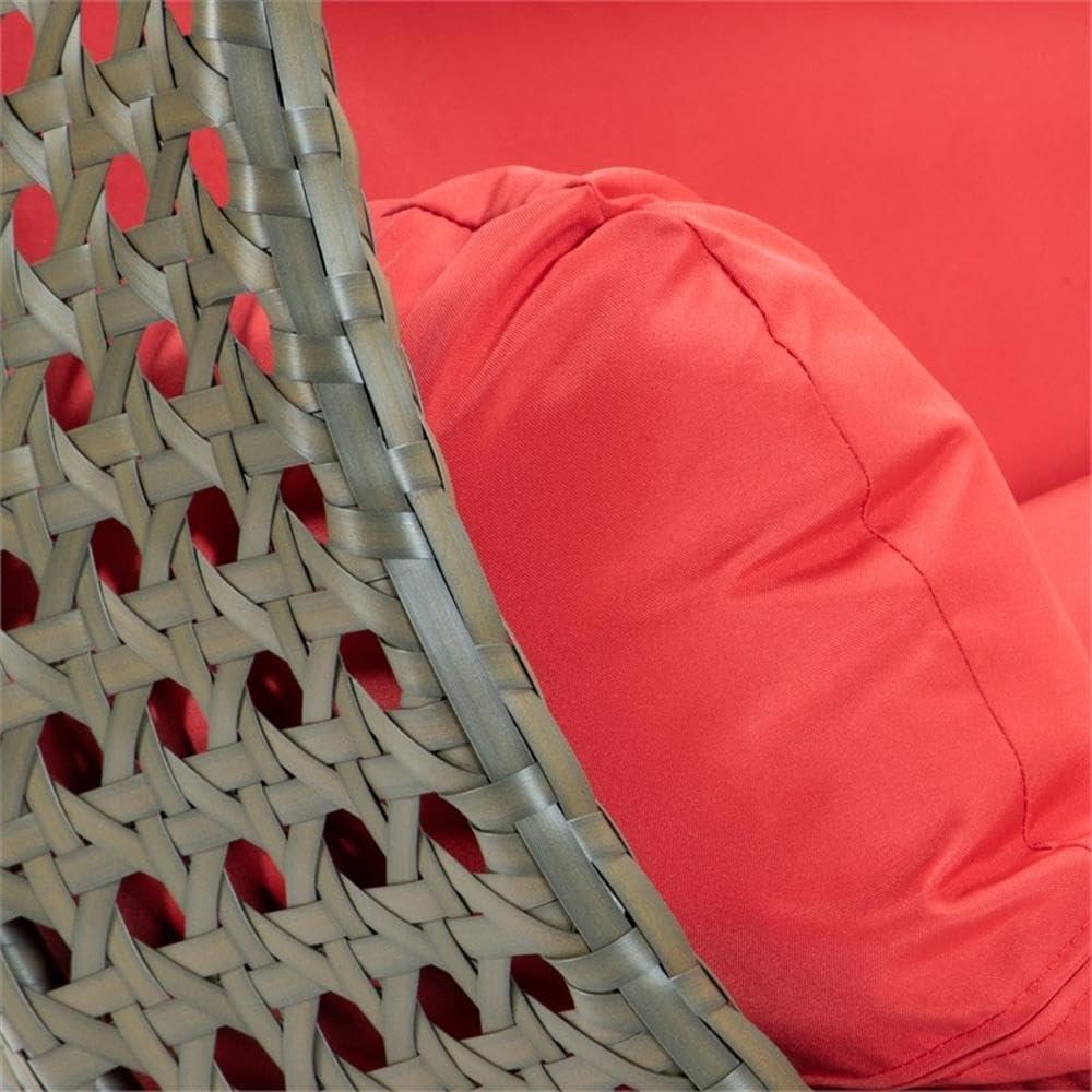 LeisureMod Wicker Hanging 2 person Egg Swing Chair,Red