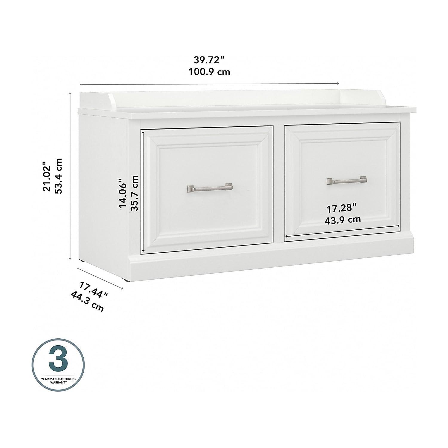 Woodland 40W Shoe Storage Bench with Doors in White Ash - Engineered Wood