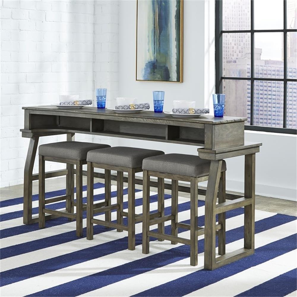 Hayden Way Gray Wash Wood and Metal Console Bar Table