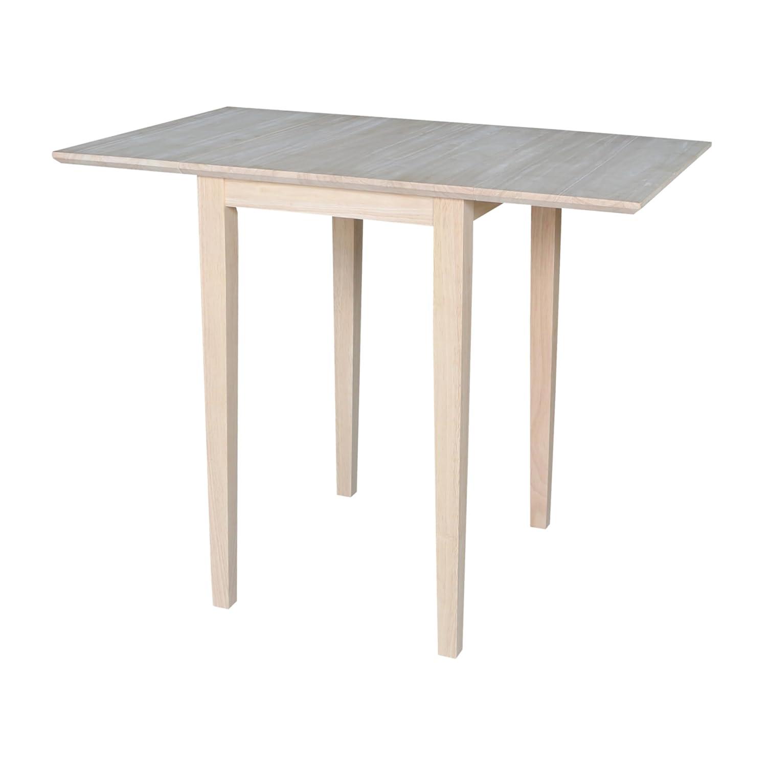 International Concepts Solid Wood Drop Leaf Casual Kitchen and Dining Table - Unfinished