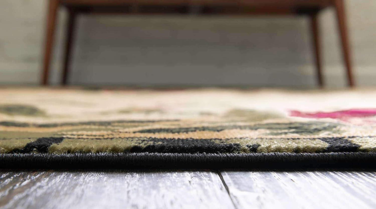 Unique Loom Barnyard Collection Area Rug - Farm (5' 3" Octagon Cream/Black)
