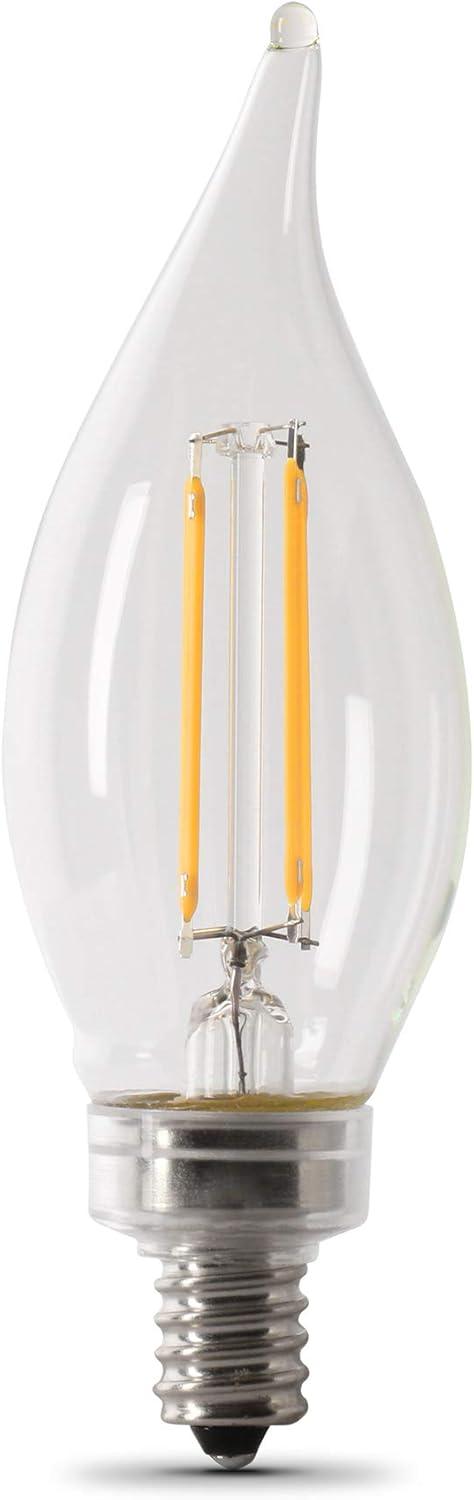 Feit Electric 25W Equivalent Clear Dimmable LED Candelabra Bulbs, 2-Pack