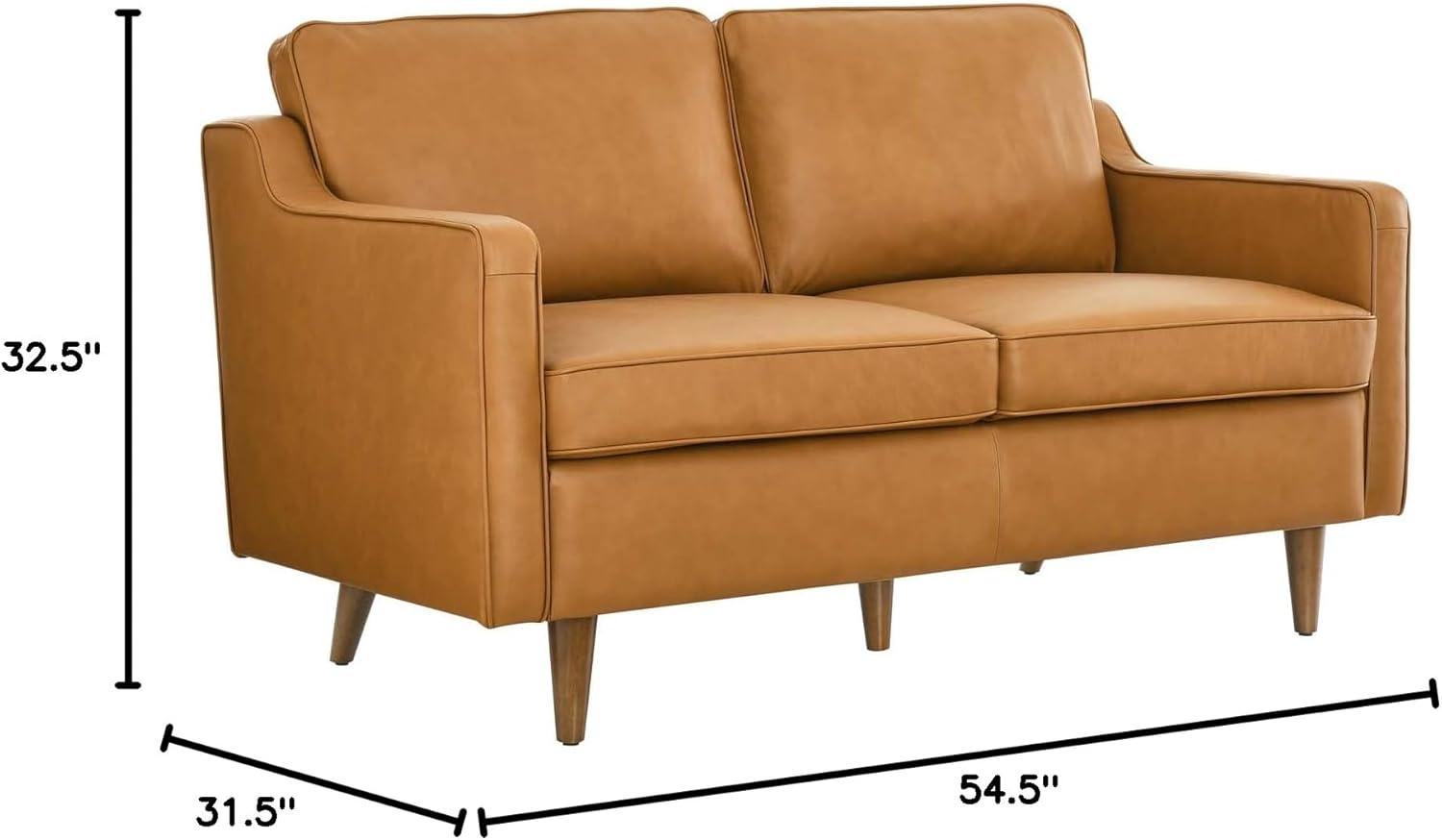 Modway Impart Genuine Leather Loveseat in Tan