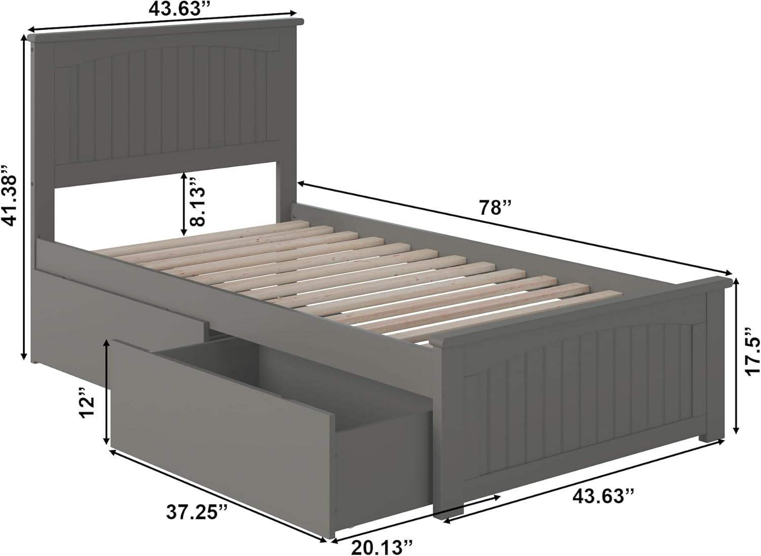 AFI Nantucket Twin Wood Platform Bed with Matching Footboard and Storage Drawers, Espresso
