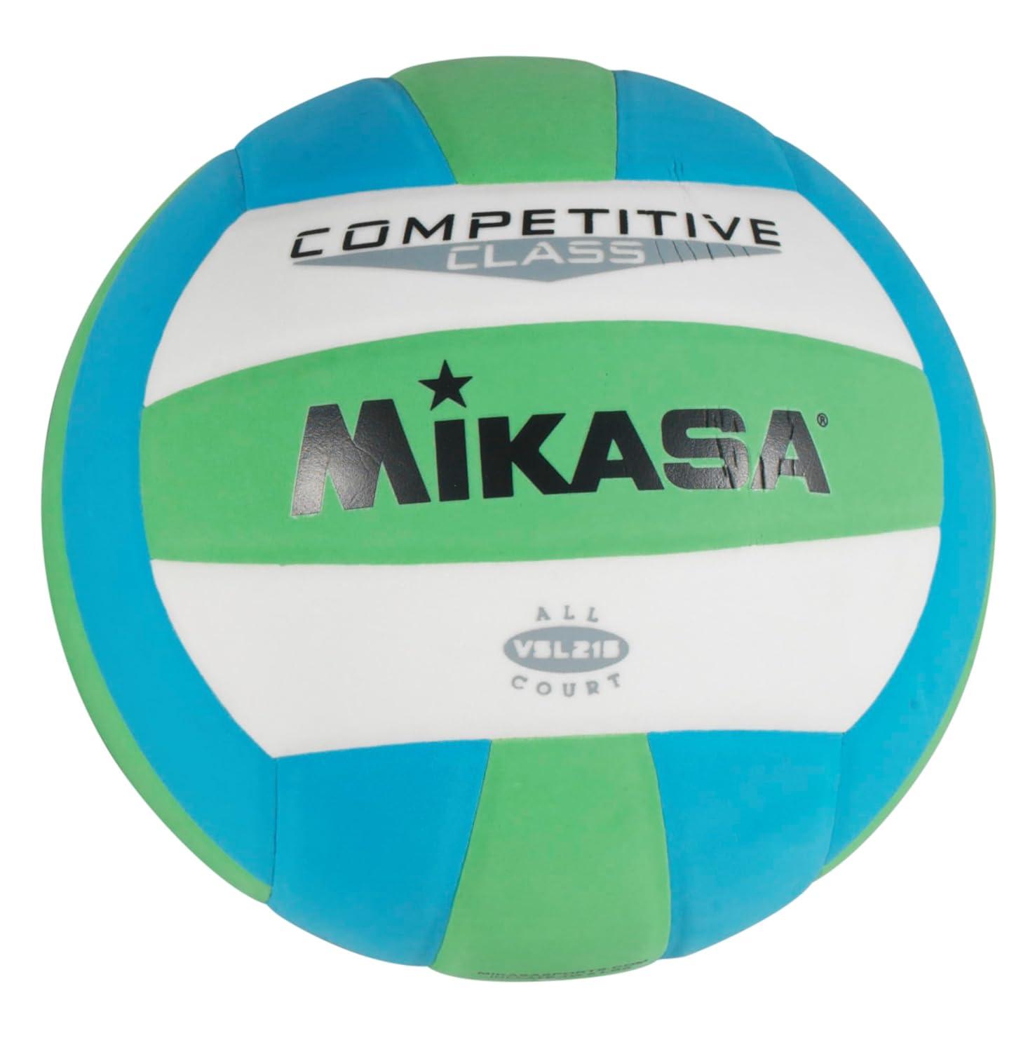 Mikasa VSL215 Competitive Class Volleyball, Size 5, Green/Blue/White