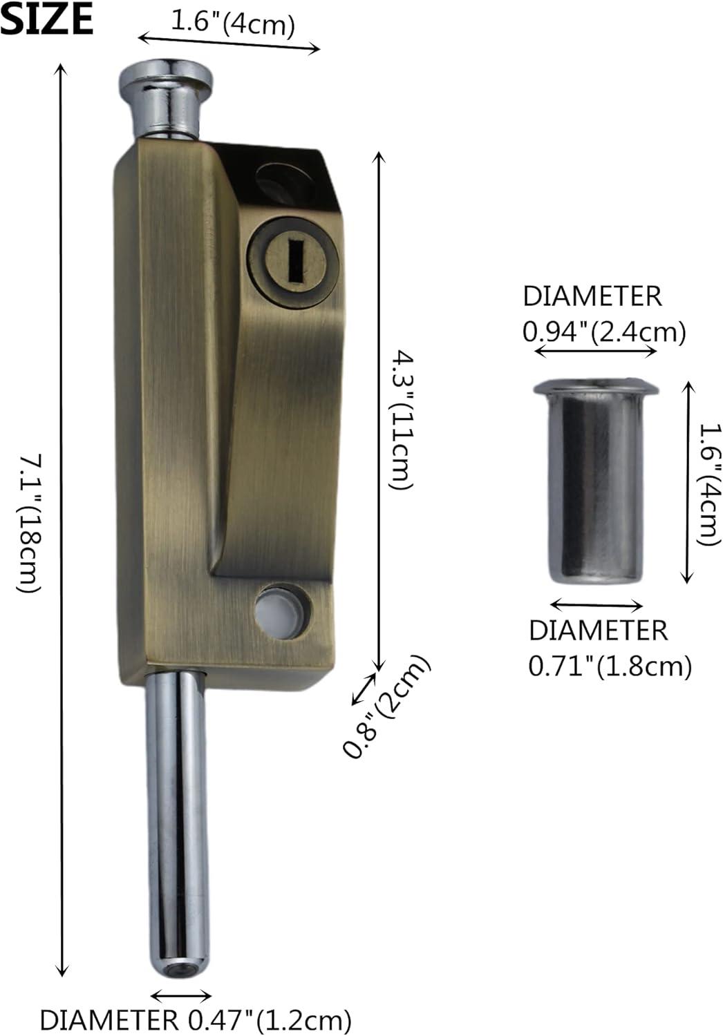 Spring Loaded Latch pin Heavy Duty Sliding Bolt Marine Grade 2025 Update,Barrel Bolt Thickened Vertical Latch Door Lock Cane Bolts for Gates Garage barn Double Door (Bronze Retro)