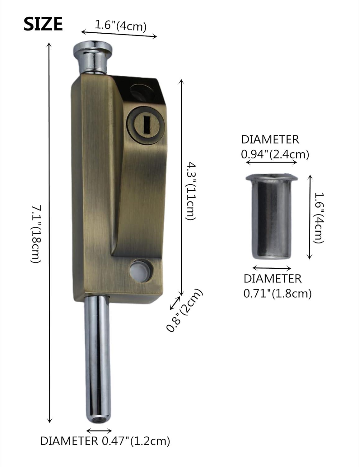 Spring Loaded Latch pin Heavy Duty Sliding Bolt Marine Grade 2025 Update,Barrel Bolt Thickened Vertical Latch Door Lock Cane Bolts for Gates Garage barn Double Door (Bronze Retro)