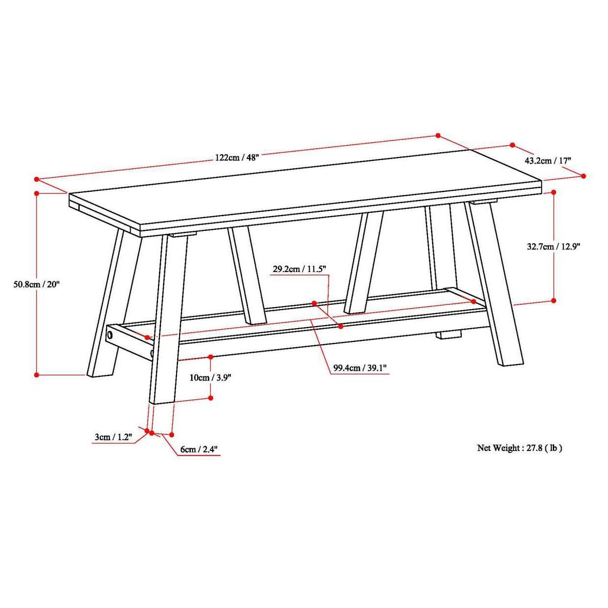 Simpli Home Dylan Solid Wood Storage Bench