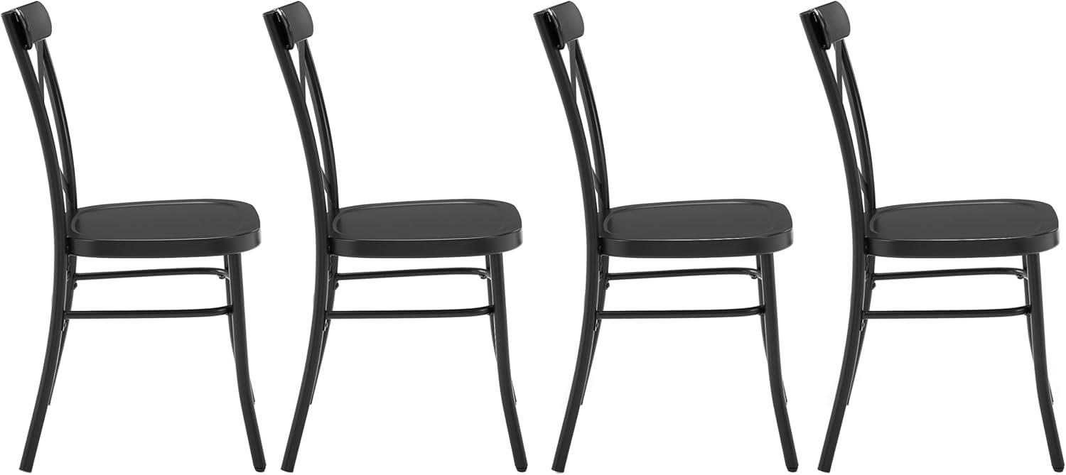 Crosley Camille 4pc Metal Dining Chair Set Matte Black: Steel Frame, X-Back Design, 250lb Capacity