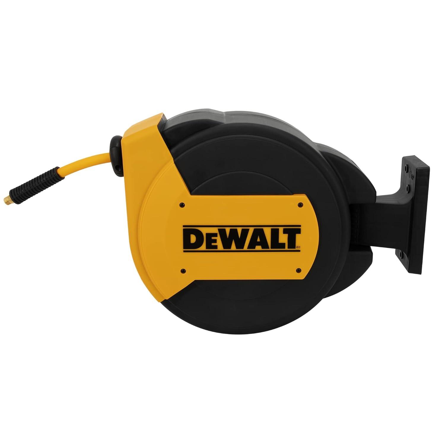 DEWALT 3/8 in. x 50 ft. Enclosed Air Hose Reel, Automatic, Retractable Air Hose Reel, 300 PSI MAX, Durable Retractable Air Hose for Efficient Use in Workshops and Garages