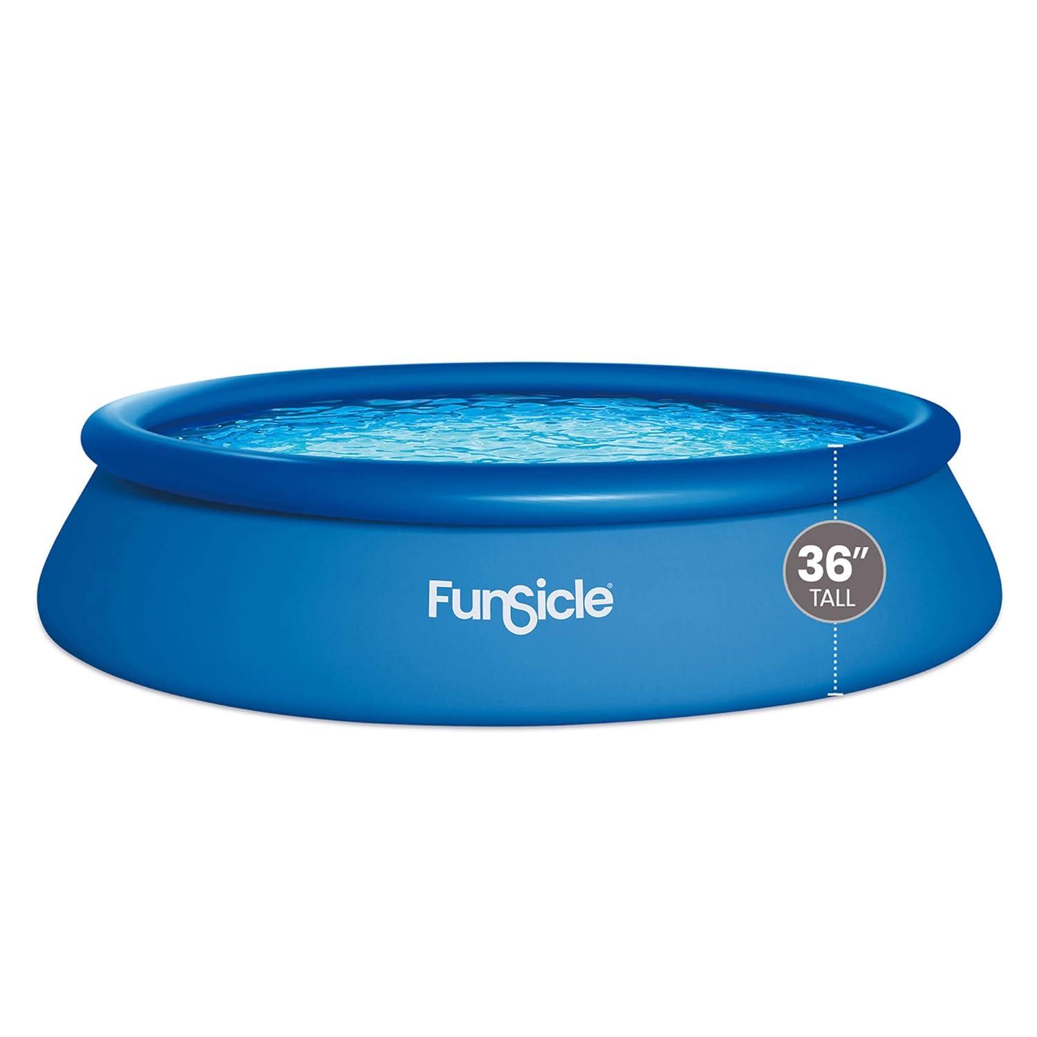 Funsicle 15 Foot x 36 Inch QuickSet Round Inflatable Ring Top Above Ground Swimming Pool Set with Filter Pump and Type D Cartridge Filter, Blue