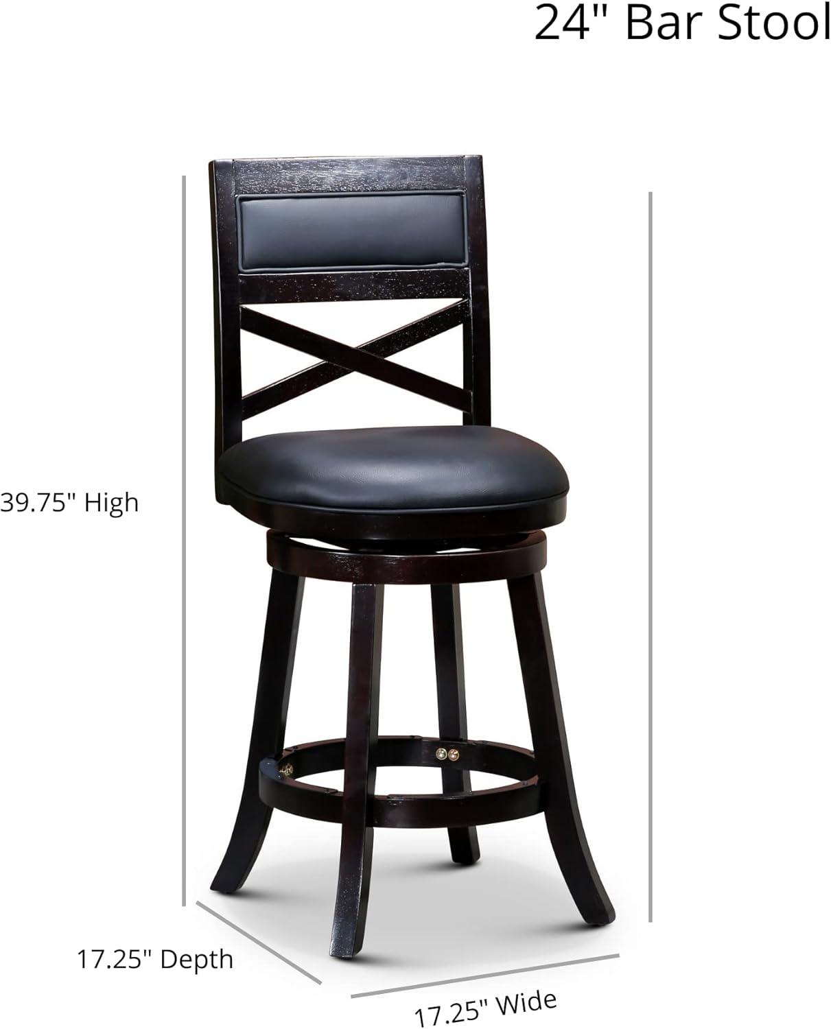 Killeryuki Indoor Living Meeker X Back Fabric Swivel Stool, 24” Counter Height, Cherry Finish, Beige Fabric Seat