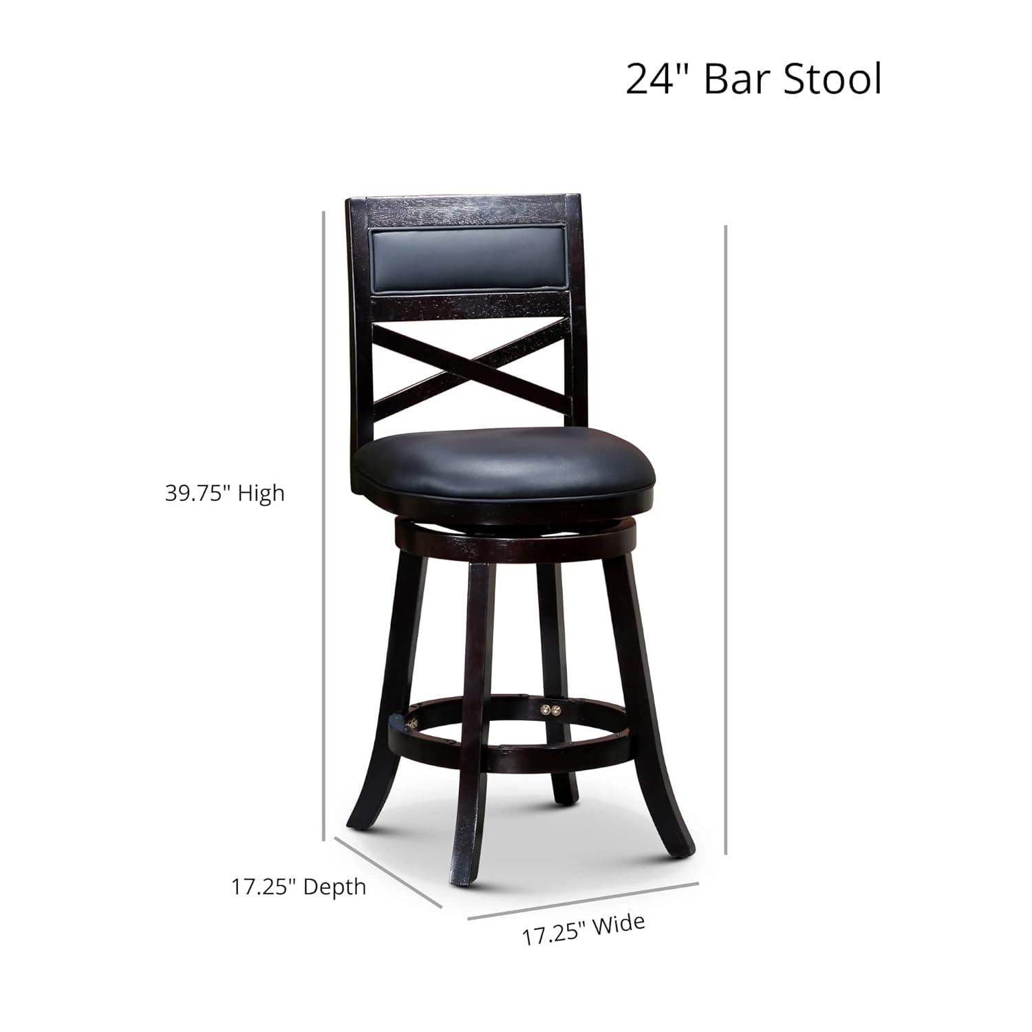 Killeryuki Indoor Living Meeker X Back Fabric Swivel Stool, 24” Counter Height, Cherry Finish, Beige Fabric Seat