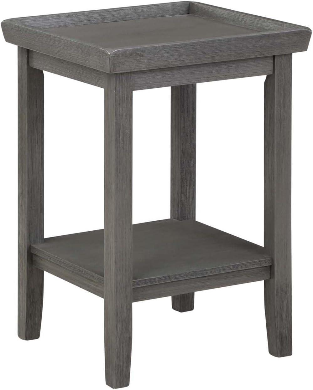 Classic Ledgewood 18" Square Gray Wood End Table with Shelf