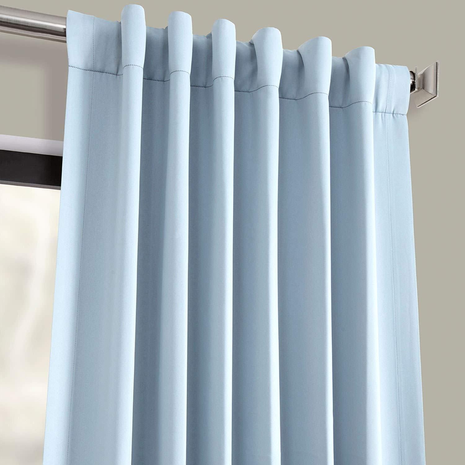 Frosted Blue Blackout Room Darkening Curtain (1 Panel), Frosted Blue, 50W X 108L