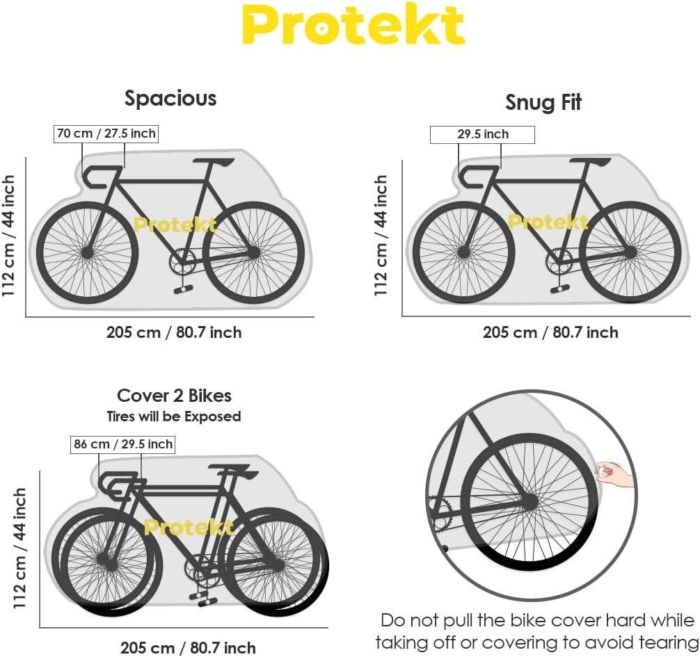 Protekt Bike Cover for 1-2 Bikes - Stationary Heavy Duty Bike Covers for Outdoor Storage | Rain Dust Resistant, UV Coated Bike Cover Waterproof with Lock Holes & Storage Bag for Bicycle Cover/E-Bikes