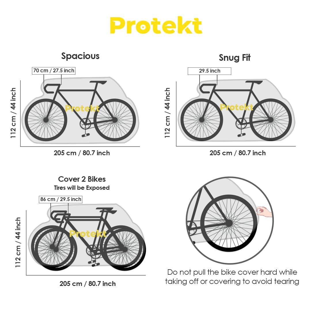 Protekt Bike Cover for 1-2 Bikes - Stationary Heavy Duty Bike Covers for Outdoor Storage | Rain Dust Resistant, UV Coated Bike Cover Waterproof with Lock Holes & Storage Bag for Bicycle Cover/E-Bikes
