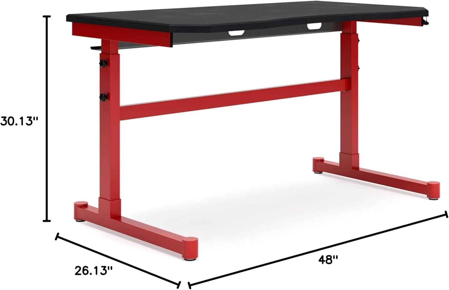 Black and Red Adjustable Height Desk with USB Port