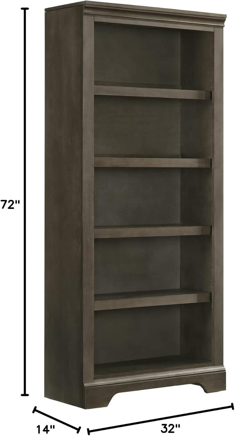 Intercon Furniture San Mateo Home Office Wood Bunching Bookcase in Gray