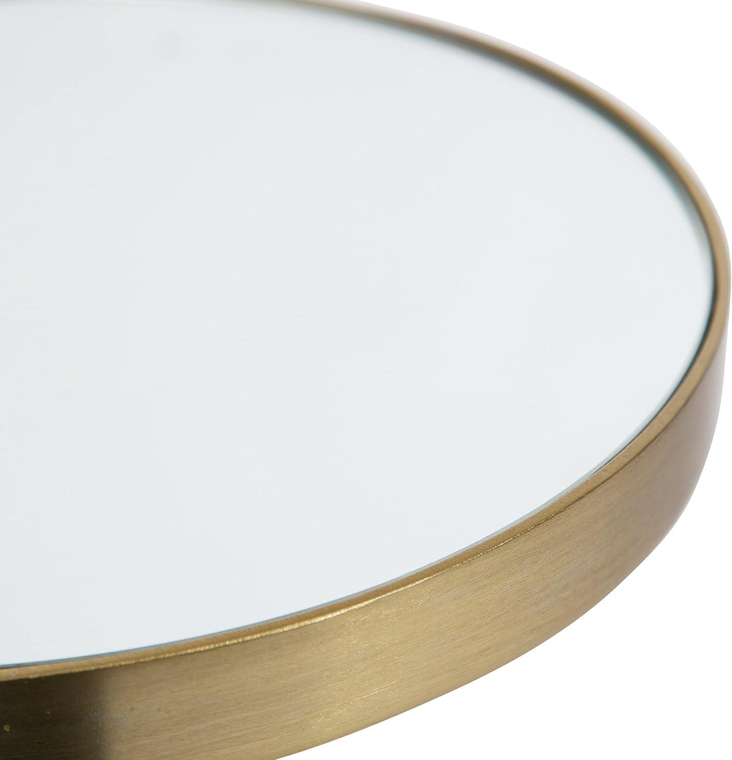 Gold and White Marble Mirrored Drink Table