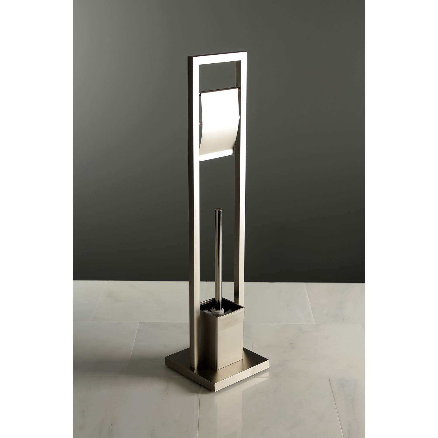 Kingston Brass SCC8348 Modern Pedestal Toilet Paper Holder with Toilet Brush Holder - Brushed Nickel
