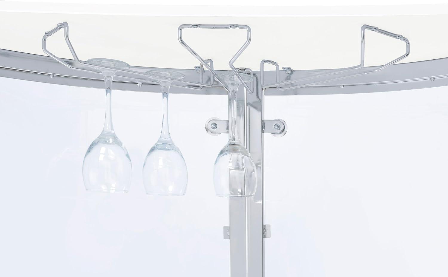 Coaster Amarillo Modern 2 Tier Home Bar Cabinet White/Chrome