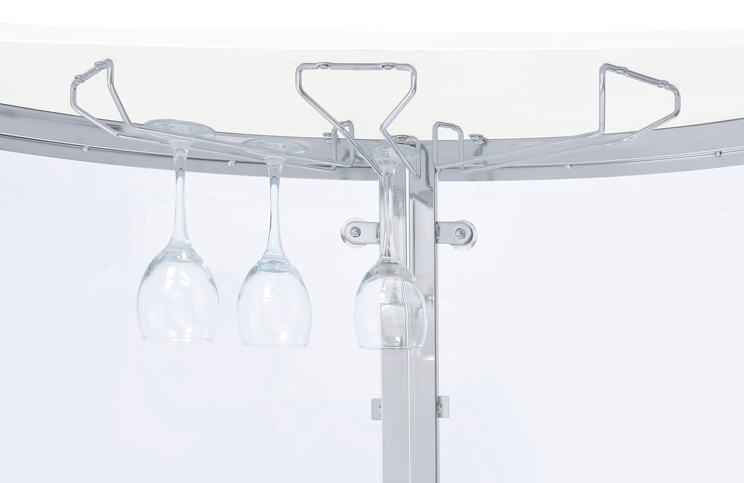 Coaster Amarillo Modern 2 Tier Home Bar Cabinet White/Chrome