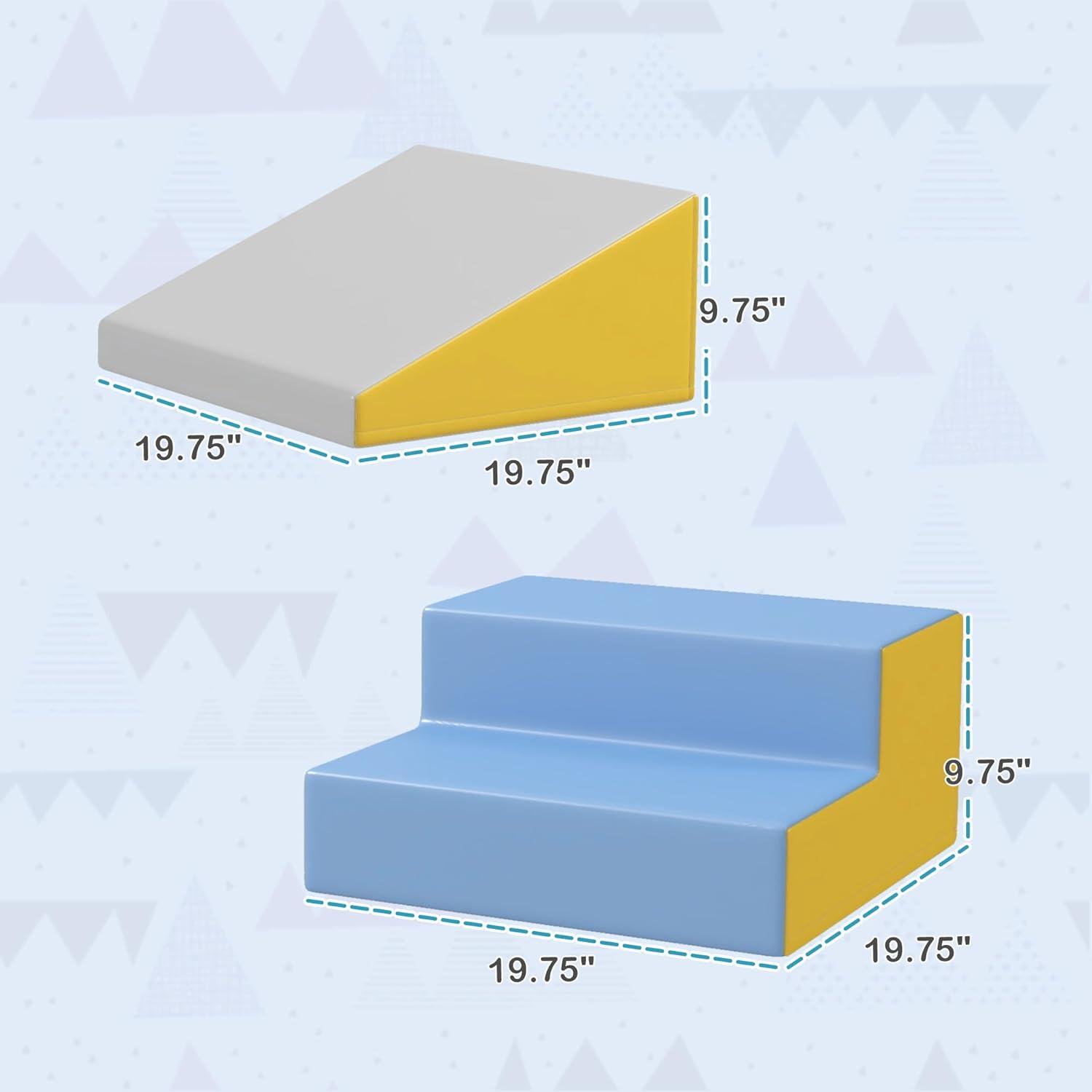 Soozier 2 Piece Climb and Crawl Activity Play Set Soft Secure Foam Playset for Toddler Preschooler Indoor Play Equipment Baby Learning Toys Multicolor