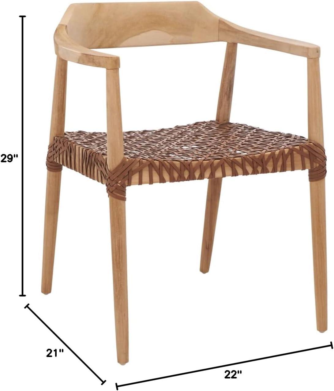 Munro Leather Woven Accent Chair - ACH1005 - Natural/Light Honey - Safavieh