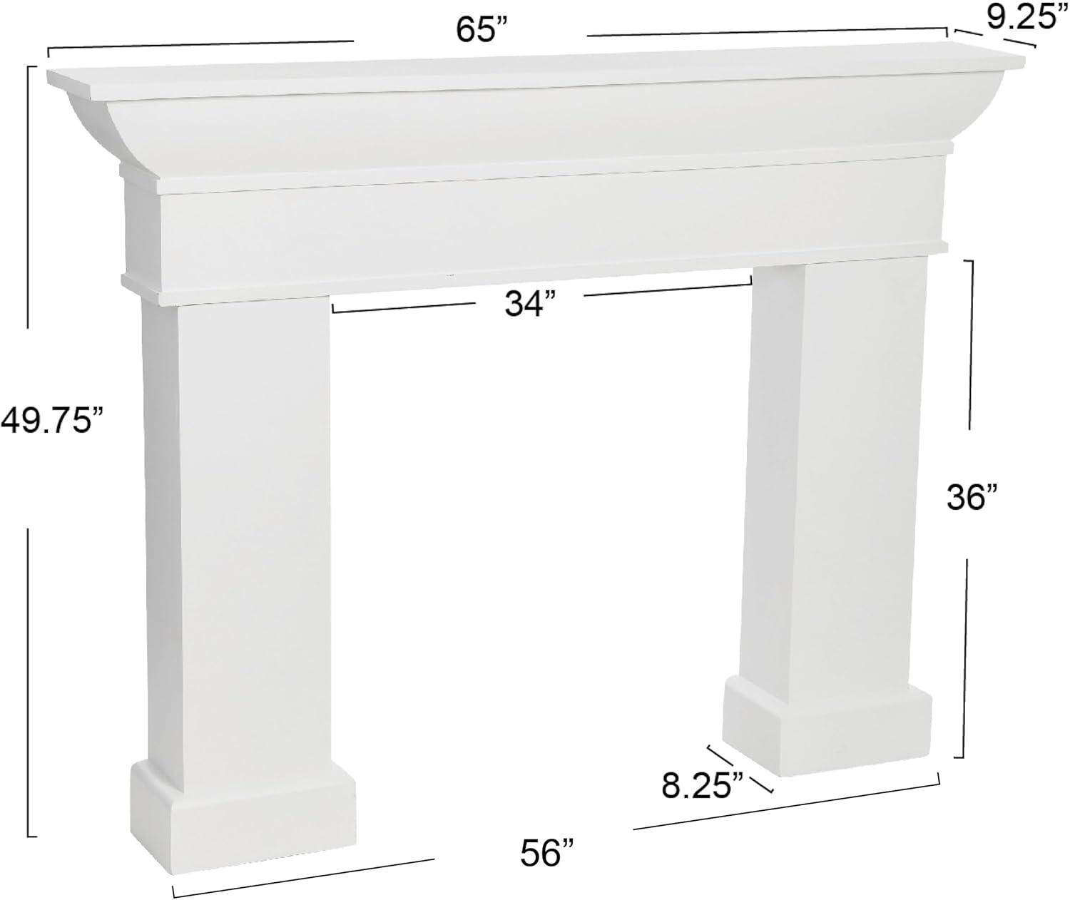 Storied Home Monolith Decorative Fireplace Mantel White: Fir Wood & MDF, Wall Mount, 49.625"H