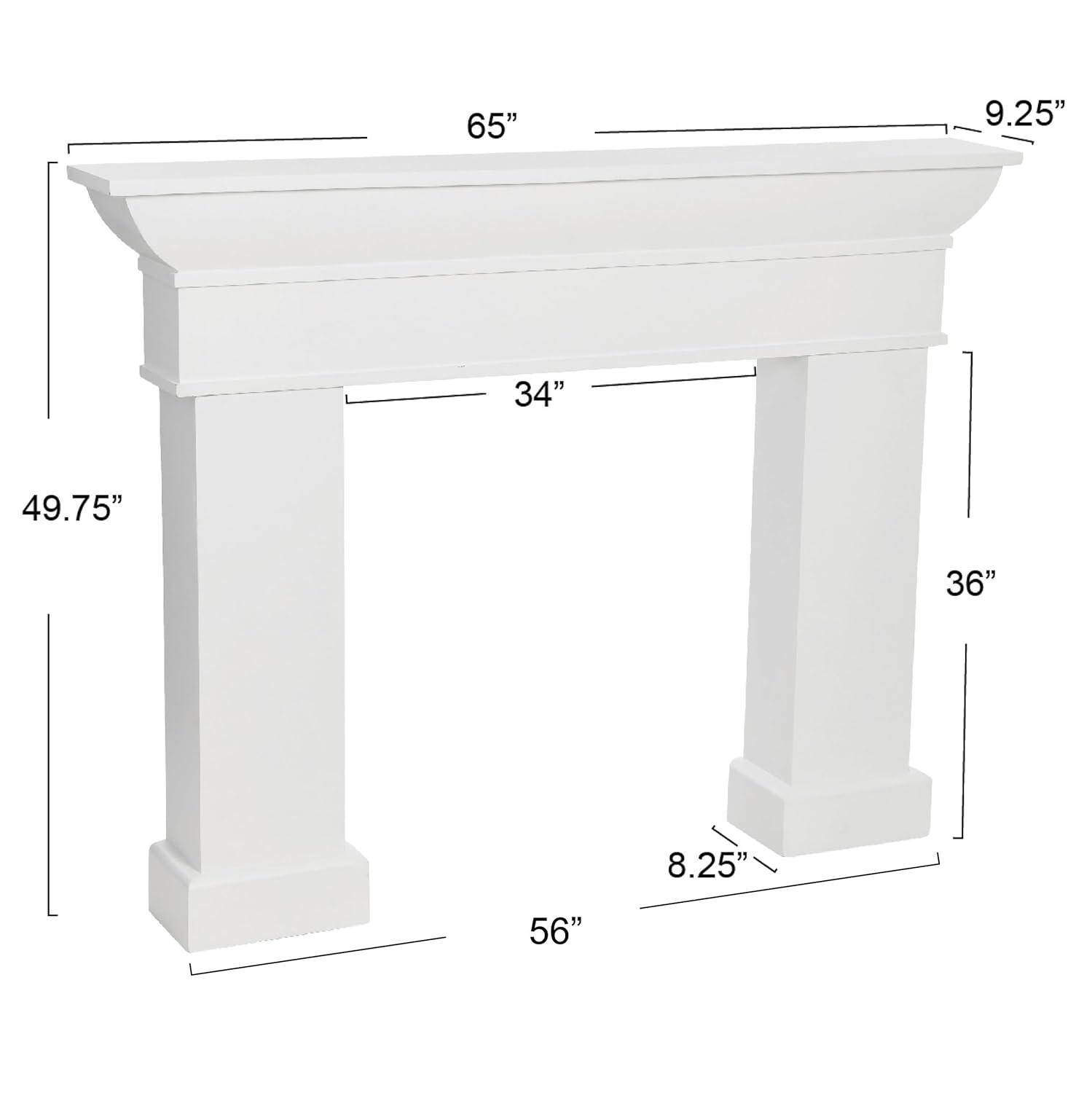 Storied Home Monolith Decorative Fireplace Mantel White: Fir Wood & MDF, Wall Mount, 49.625"H