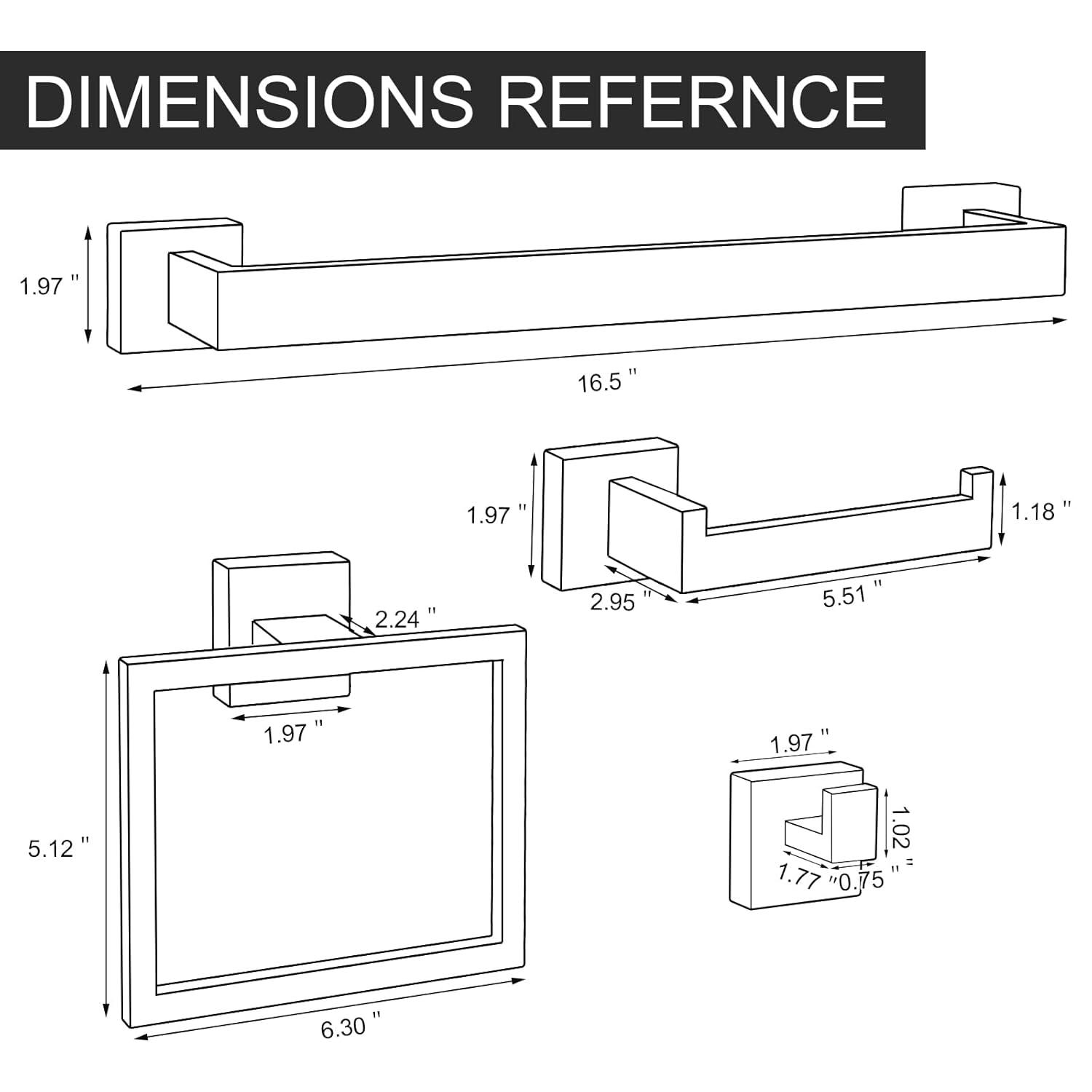 Matte Black Stainless Steel 5-Piece Bathroom Hardware Set
