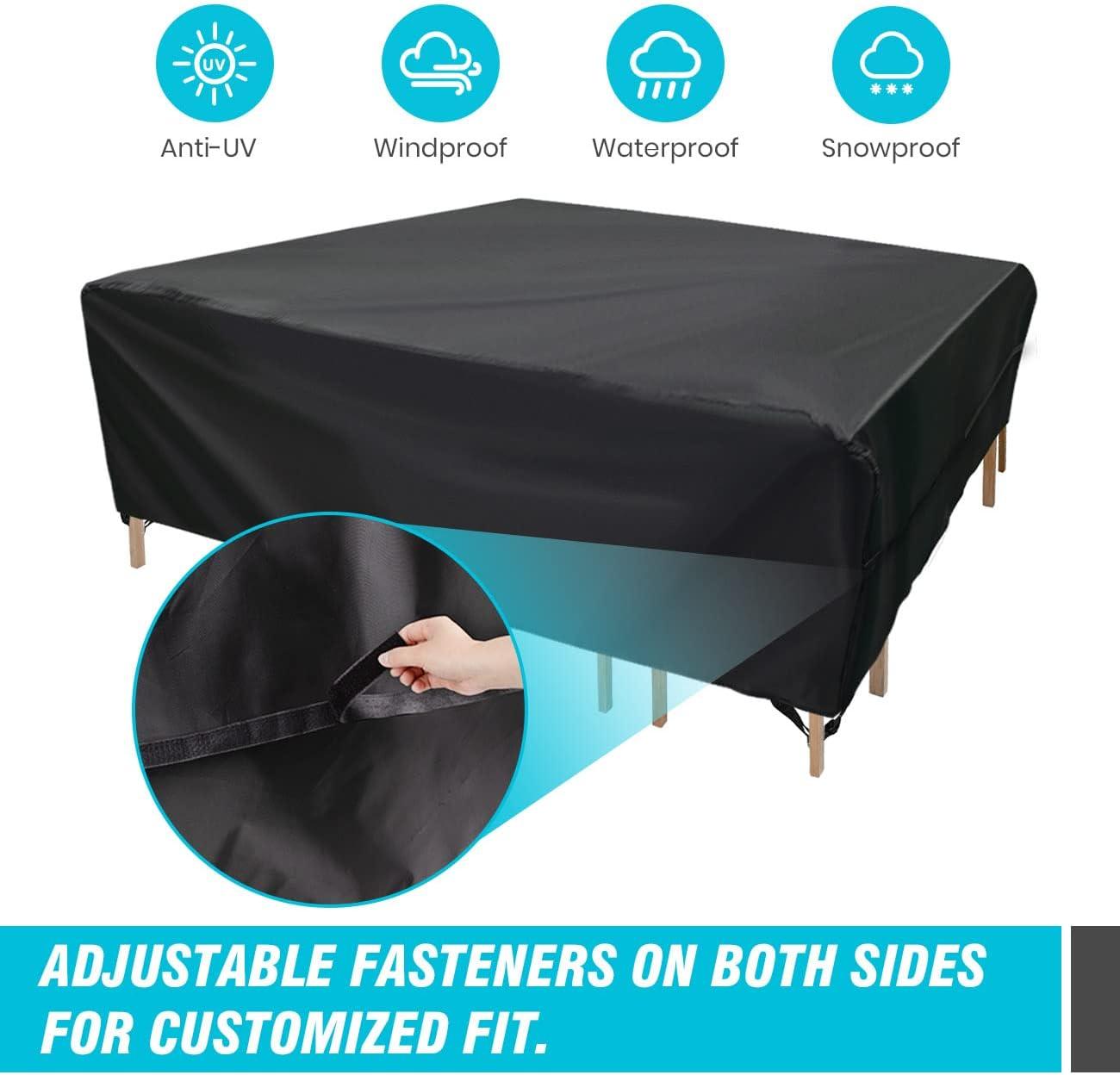 Velway Patio Furniture Cover Outdoor, Waterproof Rectangular Patio Table Chair Sofa Set Cover, 67”Lx37”Wx28”H, All Weather Oxford Tear-Resistant Material with Zipper Carrying Bag Windproof Buckles