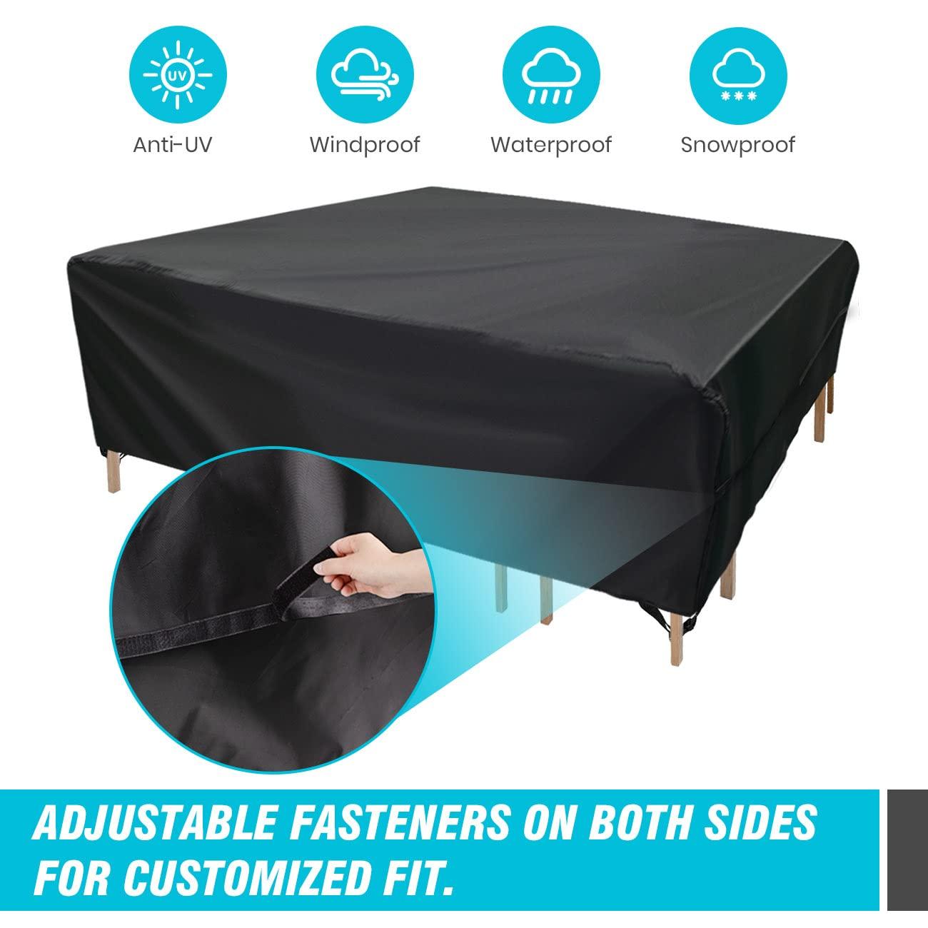 Velway Patio Furniture Cover Outdoor, Waterproof Rectangular Patio Table Chair Sofa Set Cover, 67”Lx37”Wx28”H, All Weather Oxford Tear-Resistant Material with Zipper Carrying Bag Windproof Buckles