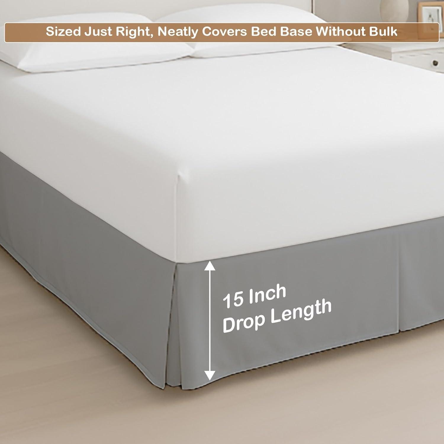 Swift Home | Basics Pleated Microfiber Bed Skirt 14-inch Drop Light Gray King