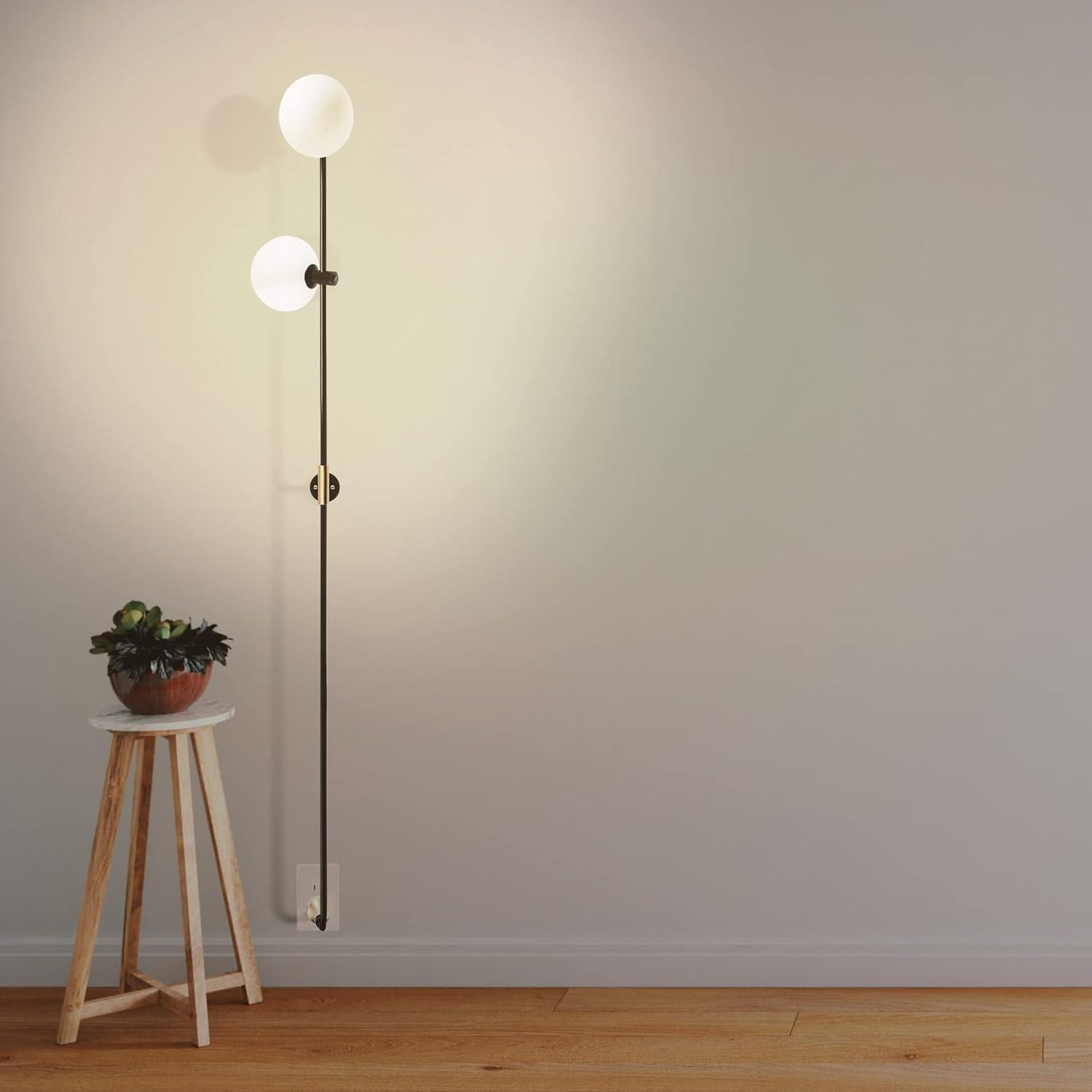 Equinox Modern Black LED Wall Sconce Lamp with Frosted Glass Globes