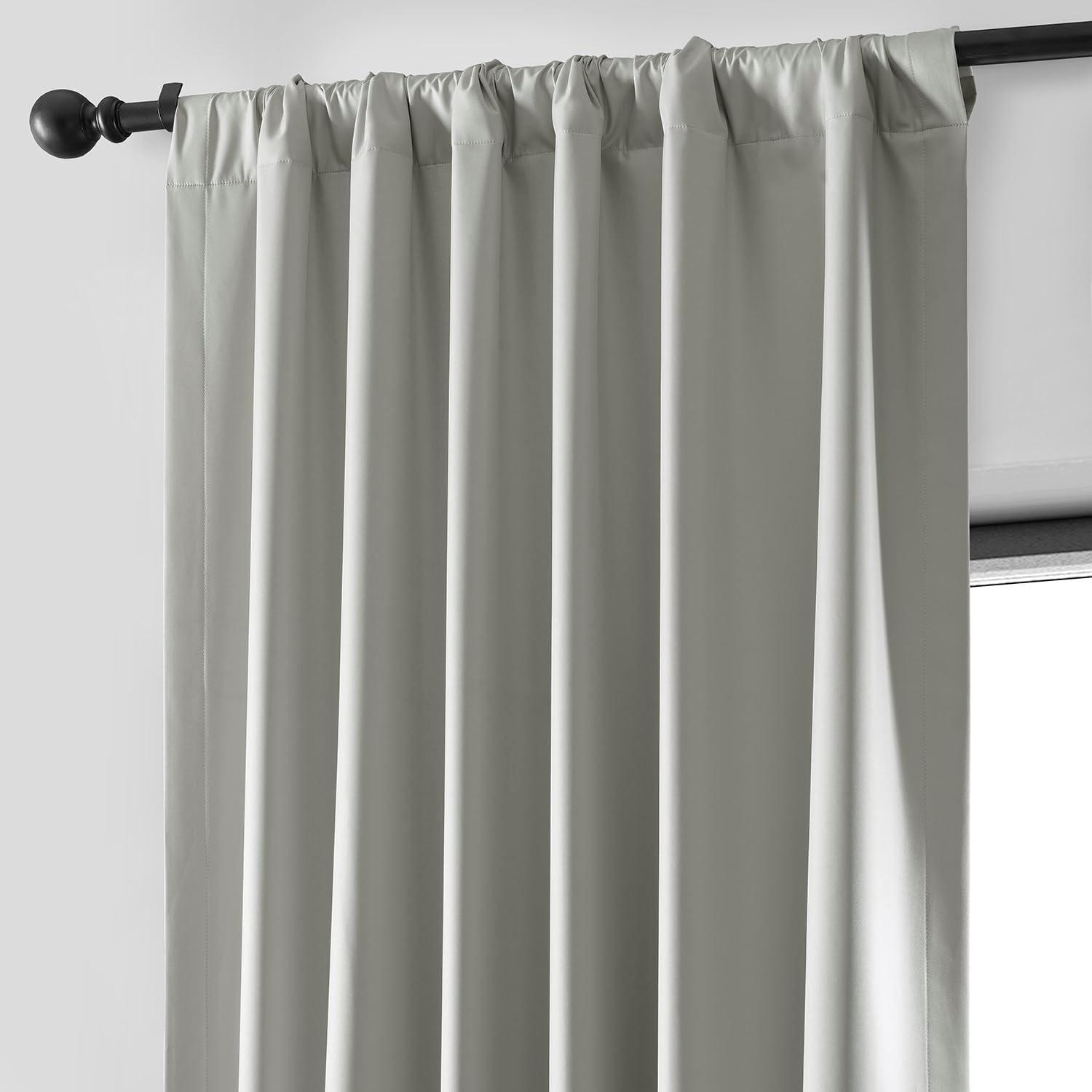 Exclusive Fabrics  Essential Polyester Solid Blackout Curtains - Thermal Insulated Window Curtains Rod Pocket (Single Panel) 50 X 84 - Greige