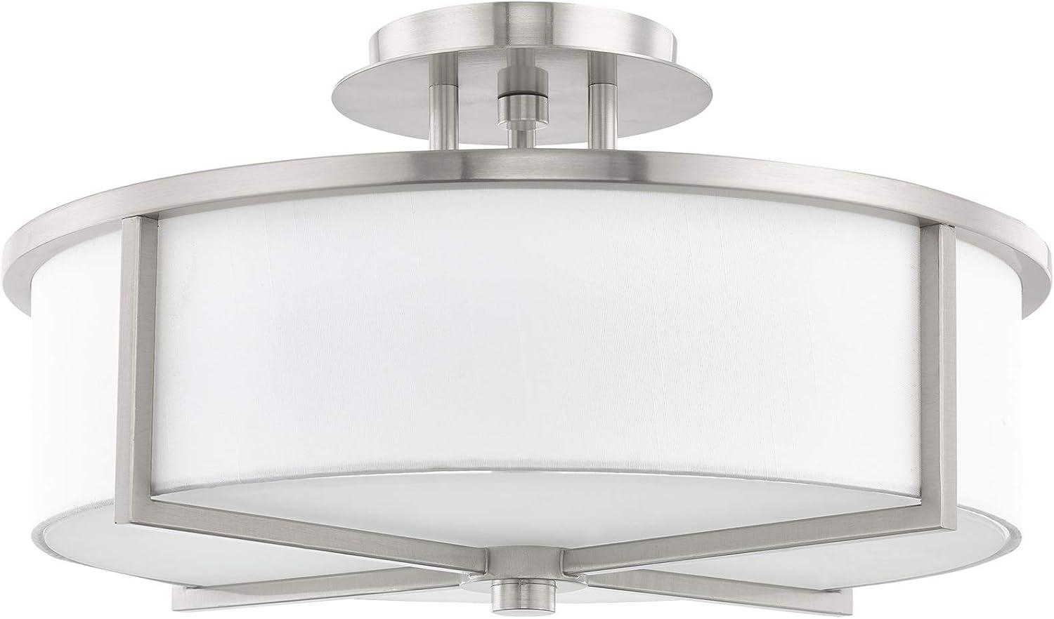 Wesley Brushed Nickel 3-Light Drum Ceiling Mount