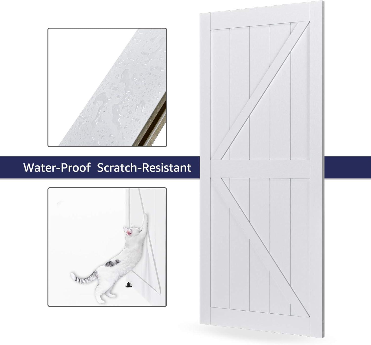 LDB_BUILDING Manufactured Paneled Wood Prefinished Barn Door with Installation Hardware Kit