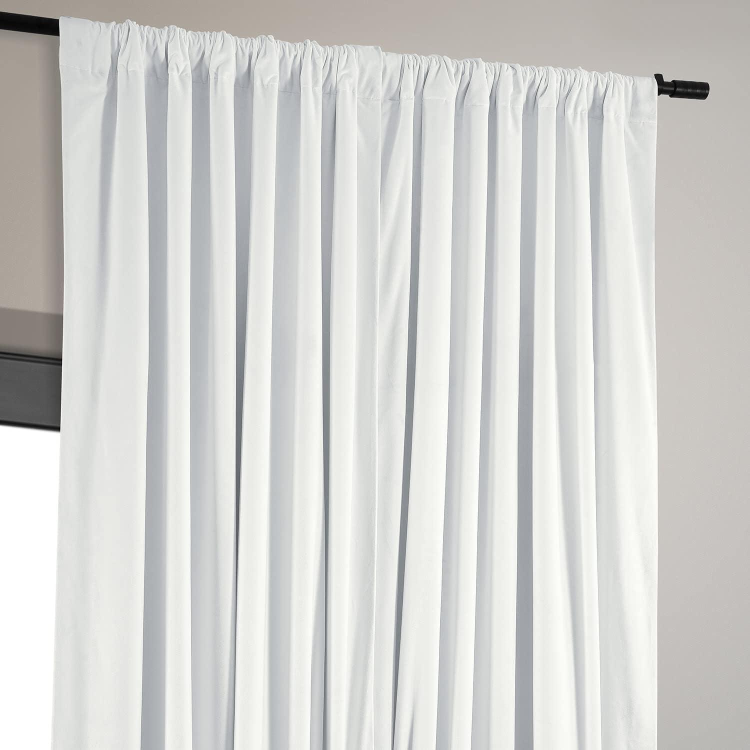 Exclusive Fabrics  Signature Extra Wide Blackout Velvet Curtain (1 Panel) Primary White 100 x 96 96 Inches