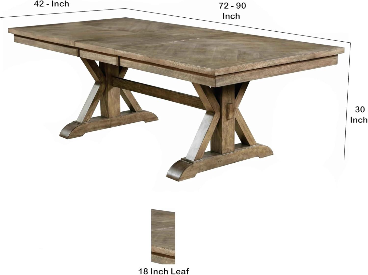 Mesa de Comedor de Madera de Estilo Transicional con Base de Caballete, Marrón