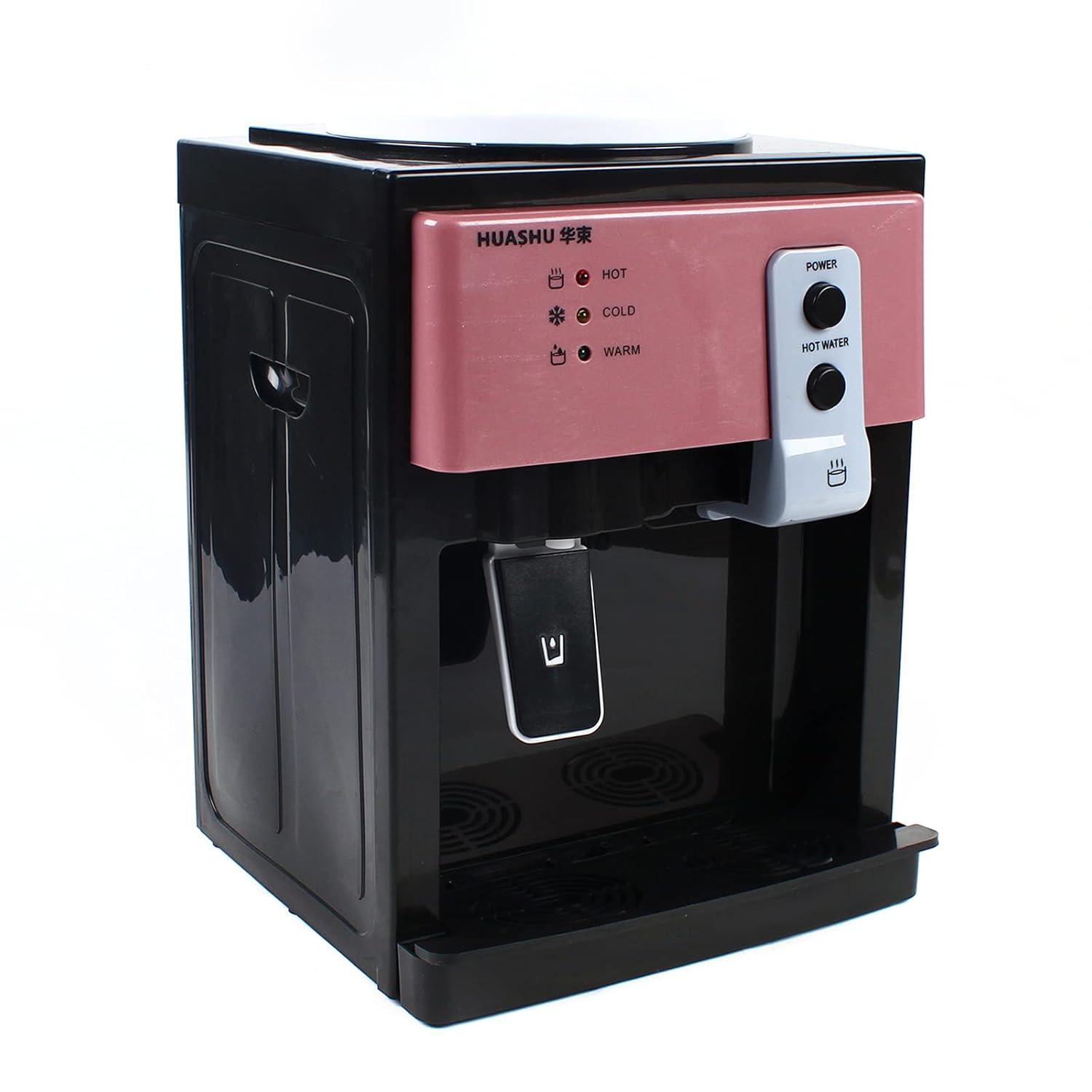 Water Dispenser Top Loading , Countertop Hot and Cold Temperature Water Cooler for Home Office Use 110V Pink and Black 46.4-203℉