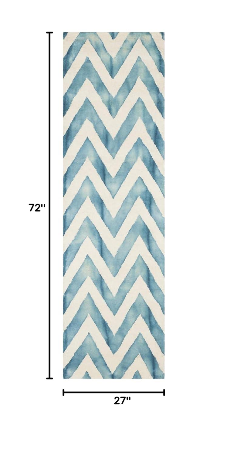 Dip Dye DDY715 Hand Tufted Runner Rug - Ivory/Turquoise - 2'3"x6' - Safavieh.