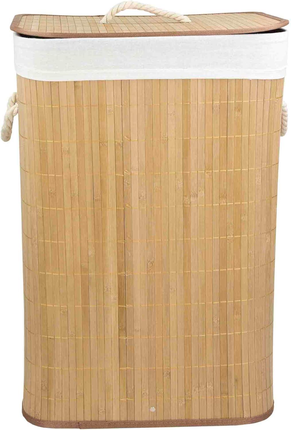 Natural Bamboo Foldable Laundry Hamper with Removable Liner