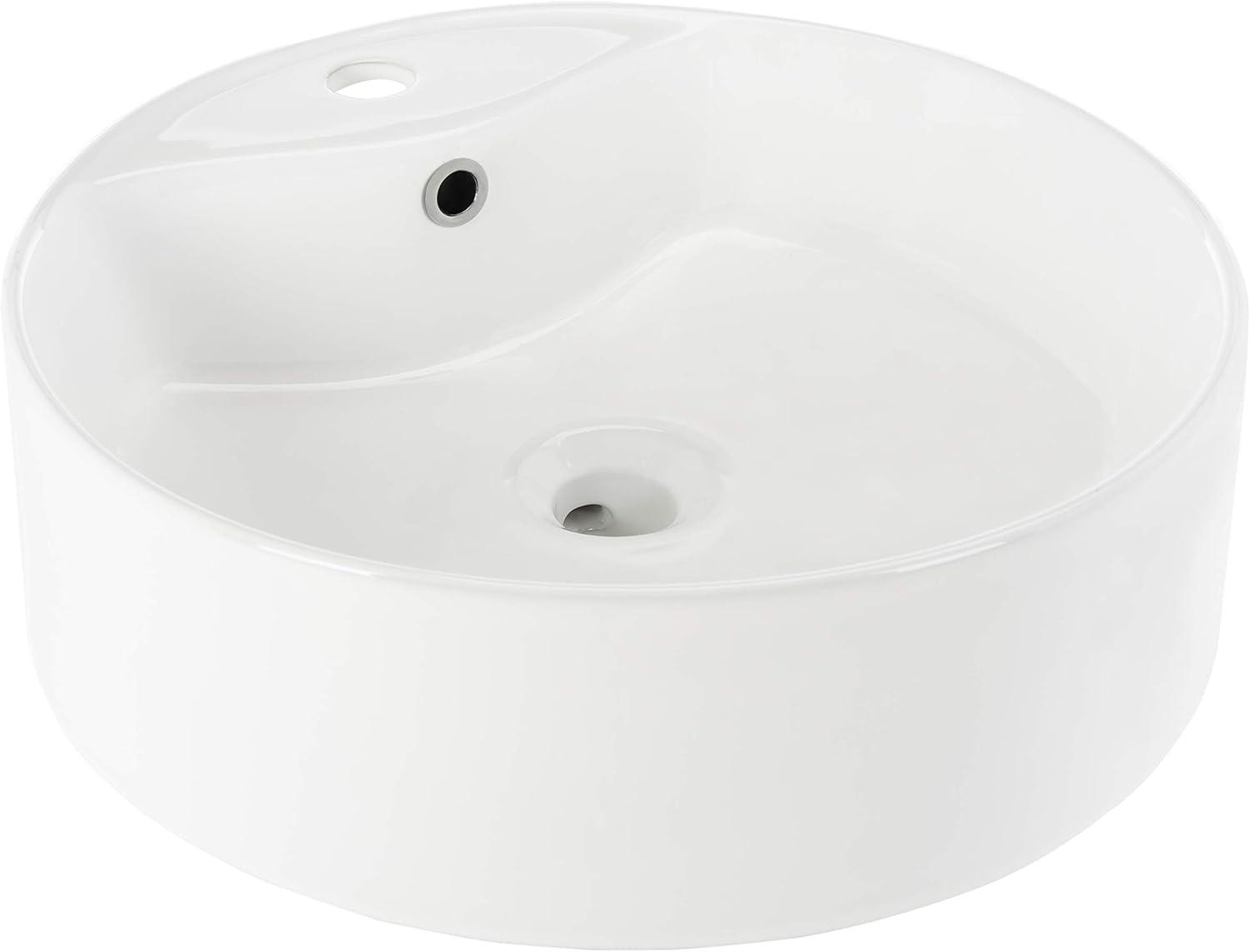 Safavieh Mira 16.92'' White Ceramic Circular Bathroom Sink with Overflow