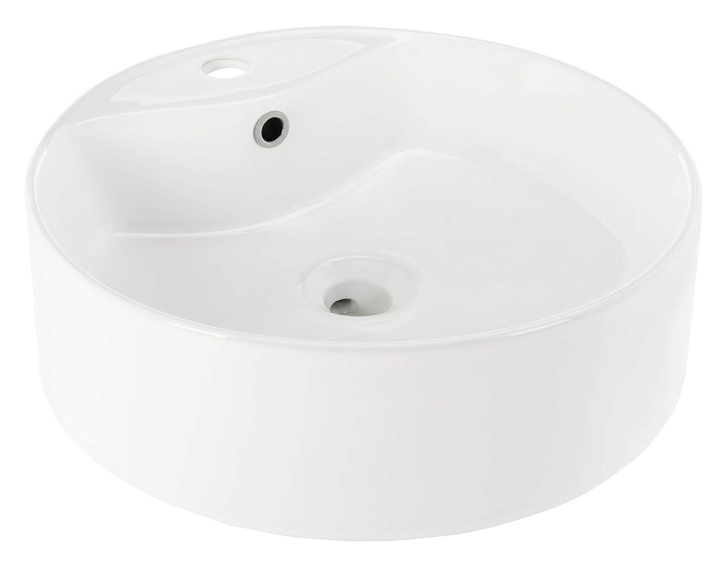 Safavieh Mira 16.92'' White Ceramic Circular Bathroom Sink with Overflow