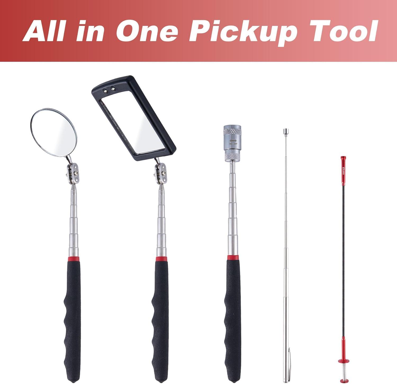 Telescoping Magnetic Pickup Tool with Strong Pull Force: Non-Slip Extendable Magnet Pickup Tool: Telescopic Magnetic Pick-Up Tool with Extra Strong Magnet: Extendable Magnet Stick (Yellow)