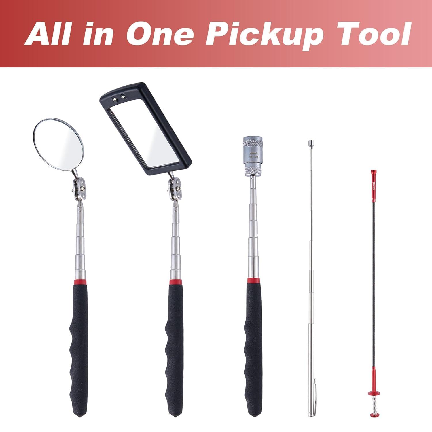 Telescoping Magnetic Pickup Tool with Strong Pull Force: Non-Slip Extendable Magnet Pickup Tool: Telescopic Magnetic Pick-Up Tool with Extra Strong Magnet: Extendable Magnet Stick (Yellow)