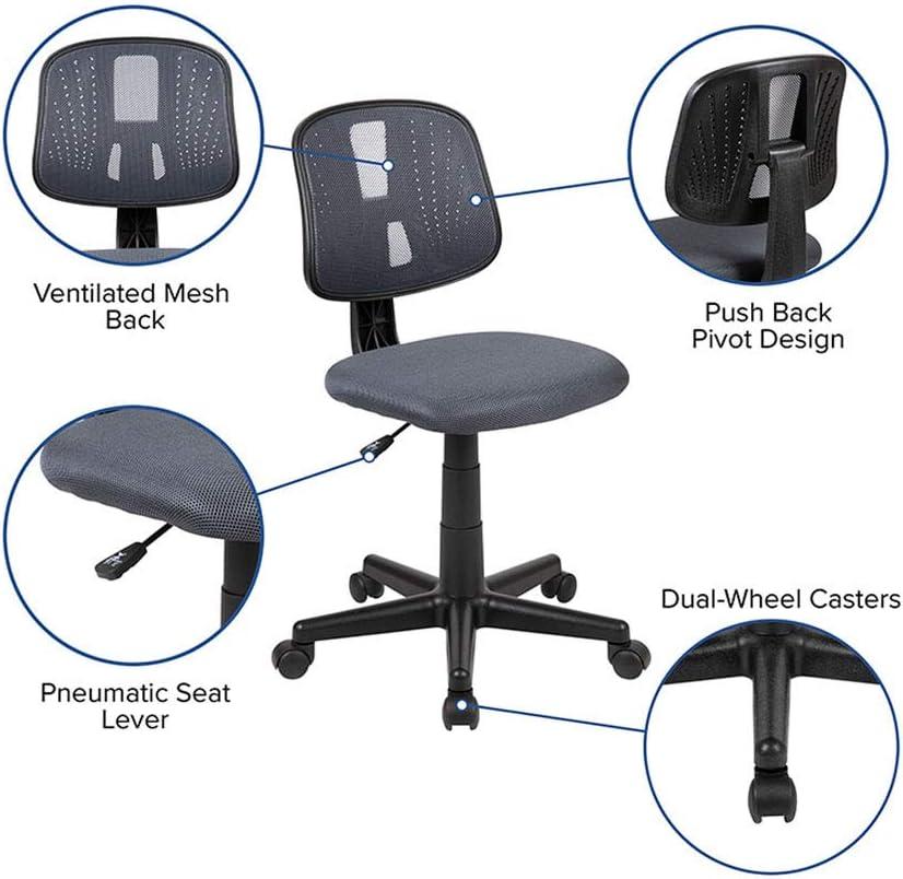 Flash Furniture Flash Fundamentals Mid-Back Gray Mesh Swivel Task Office Chair with Pivot Back